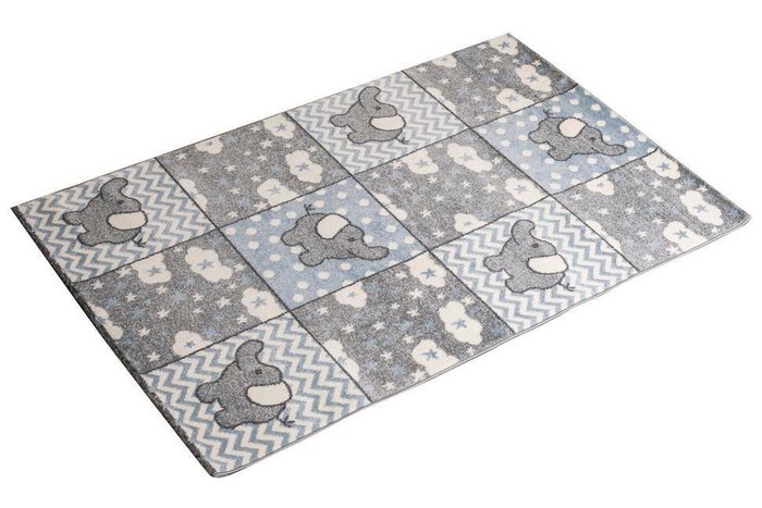 Ковер детский Kids Elephants 80х150 серо-голубого цвета - купить Ковры для детской по цене 5500.0