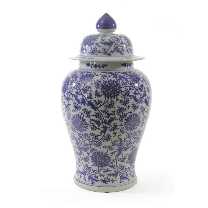 Фарфоровая ваза Temple Jar Lotus Deco с крышкой