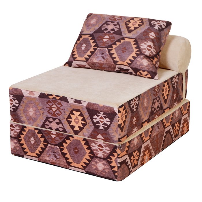 Бескаркасный диван-кровать Puzzle Bag Мехико L коричнево-бежевого цвета