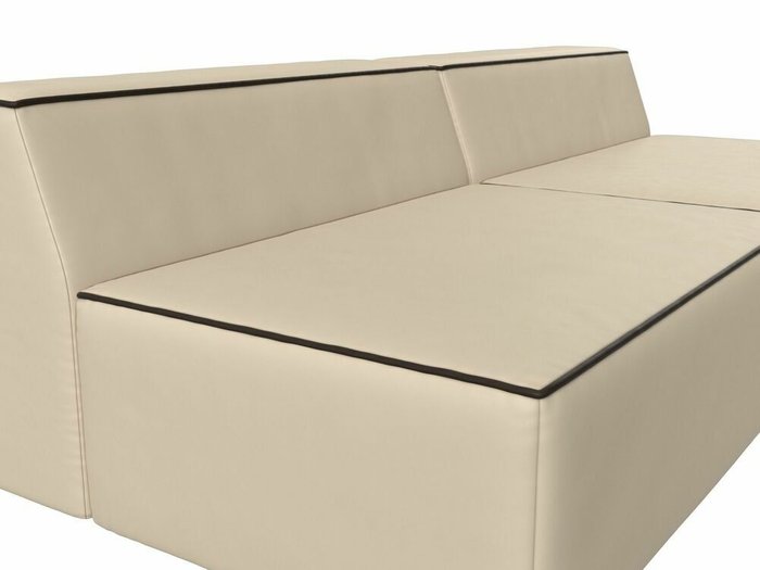 Прямой модульный диван Монс бежевого цвета с коричневым кантом (экокожа) - лучшие Прямые диваны в INMYROOM