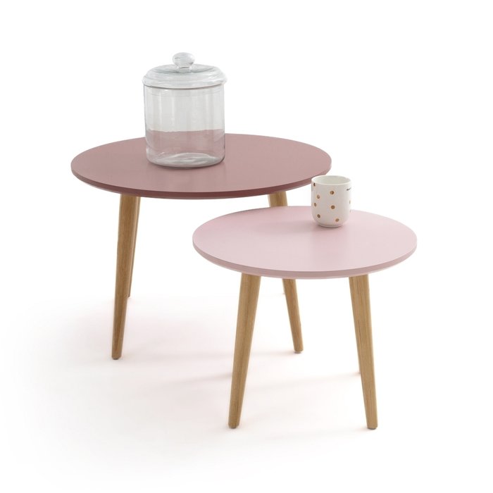 Комплект из двух журнальных столиков-матрешек Jimi розового цвета - купить Журнальные столики по цене 12691.0