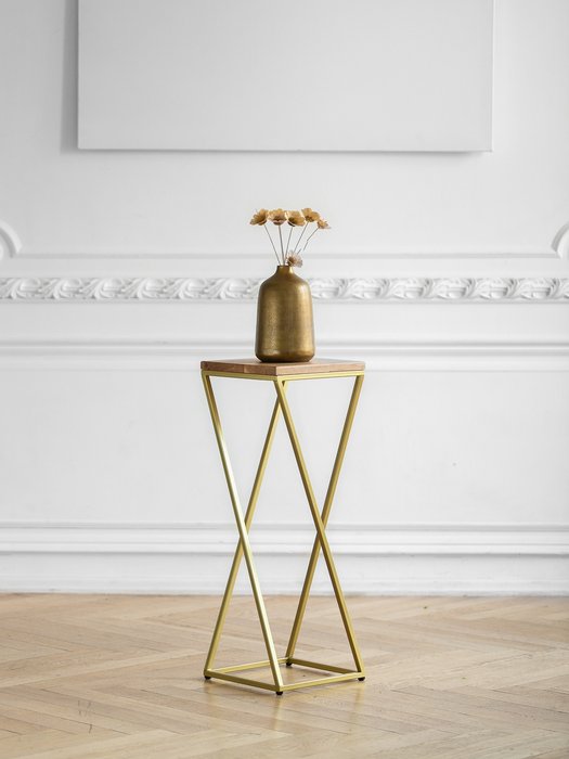 Столик для цветов Loft 80 коричнево-золотого цвета - купить Подставки для цветов по цене 5310.0