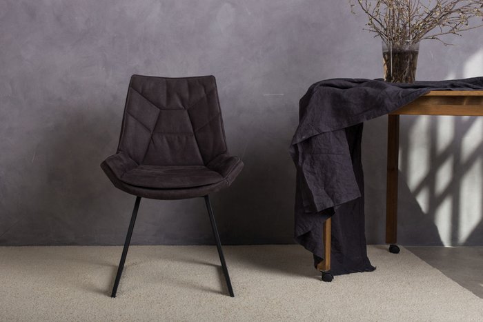 Стул Draco графитового цвета с черными ножками  - купить Обеденные стулья по цене 8990.0