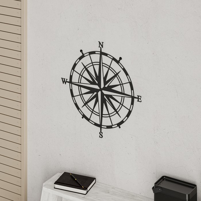Панно Compass из металла черного цвета - купить Декор стен по цене 4545.0