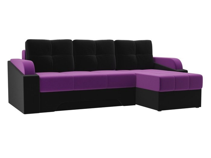 Угловой диван-кровать Панда фиолетово-черного цвета