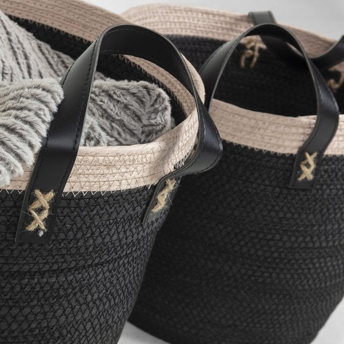 Набор из двух корзин Kuomi черного цвета - купить Плетеные корзины по цене 8990.0