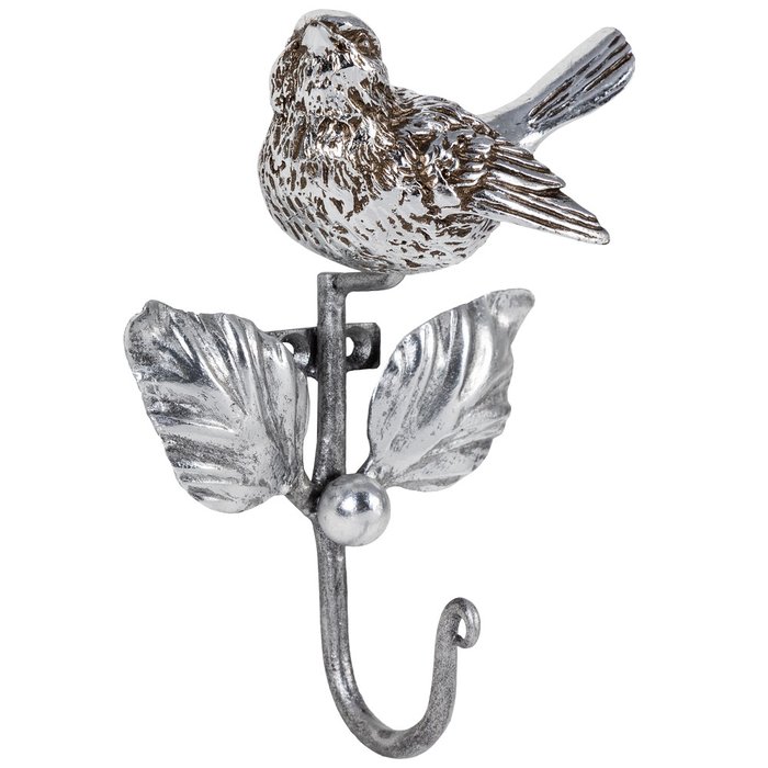Настенный крючок Птичка Терра серебряного цвета - купить Крючки по цене 3980.0