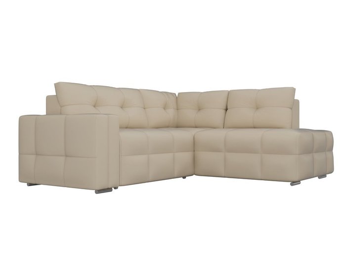 Угловой диван-кровать Леос бежевого цвета (экокожа) - лучшие Угловые диваны в INMYROOM