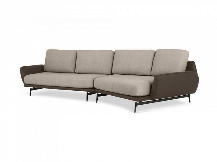 Угловой диван правый Ispani коричнево-бежевого цвета - купить Угловые диваны по цене 165420.0