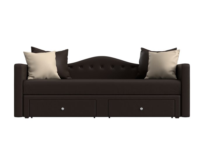 Прямой диван-кровать Дориан коричневого цвета (экокожа) - купить Прямые диваны по цене 30999.0