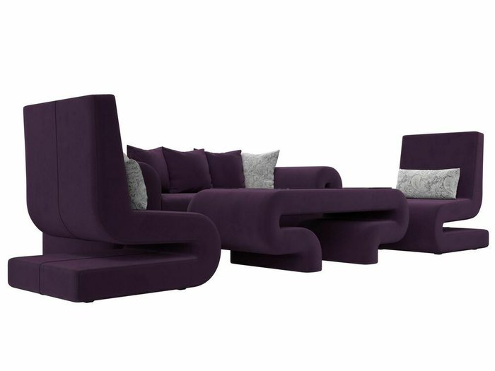 Набор мягкой мебели Волна 2 темно-фиолетового цвета - лучшие Комплекты мягкой мебели в INMYROOM