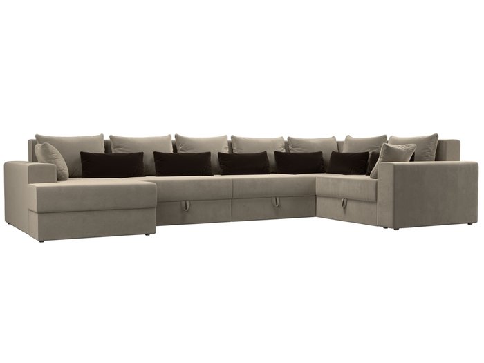 Угловой диван-кровать Мэдисон  бежевого цвета правый угол