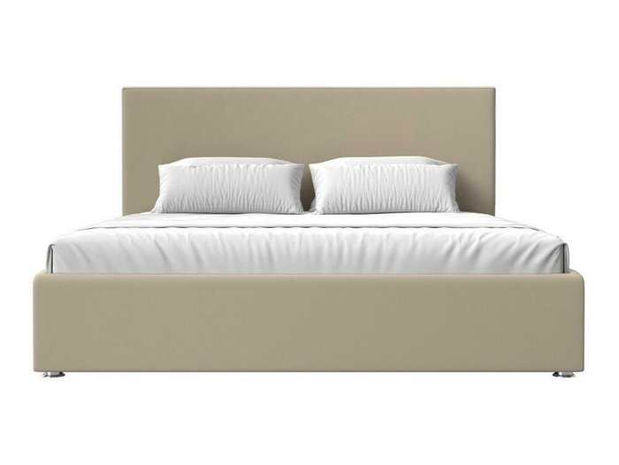 Кровать Кариба 180х200 бежевого цвета с подъемным механизмом (экокожа) - купить Кровати для спальни по цене 75999.0