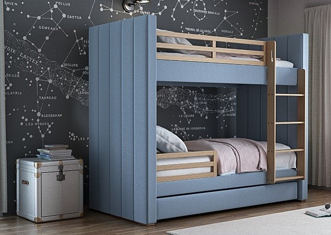 Двухъярусная кровать Cosy 90х200 голубого цвета - лучшие Двухъярусные кроватки в INMYROOM