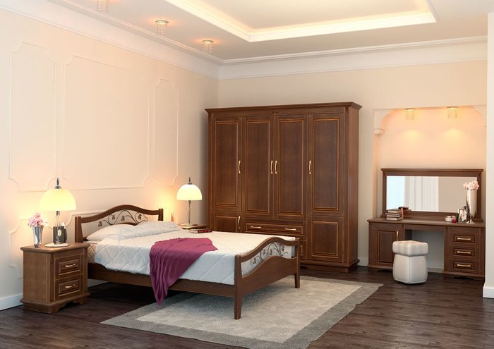 Кровать Верона из массива ясень цвета ореха мокко 180х190 - лучшие Кровати для спальни в INMYROOM
