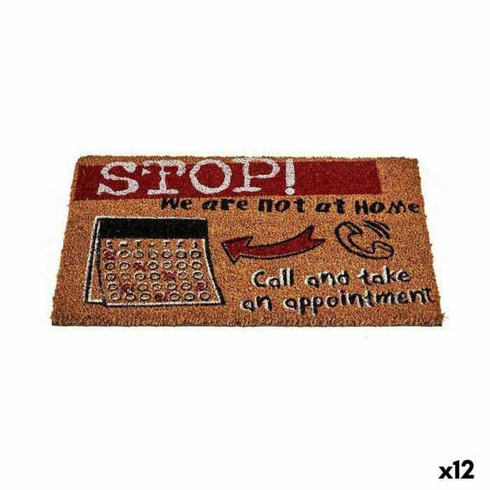 Дверной Коврик Stop Чёрный Красный Натуральный Кокосовое волокно 40 x 1,5 x 60 см (12 штук)