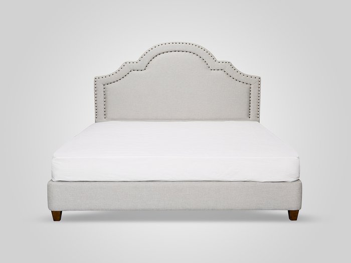 Кровать с обивкой из ткани светло-серого цвета 160х200