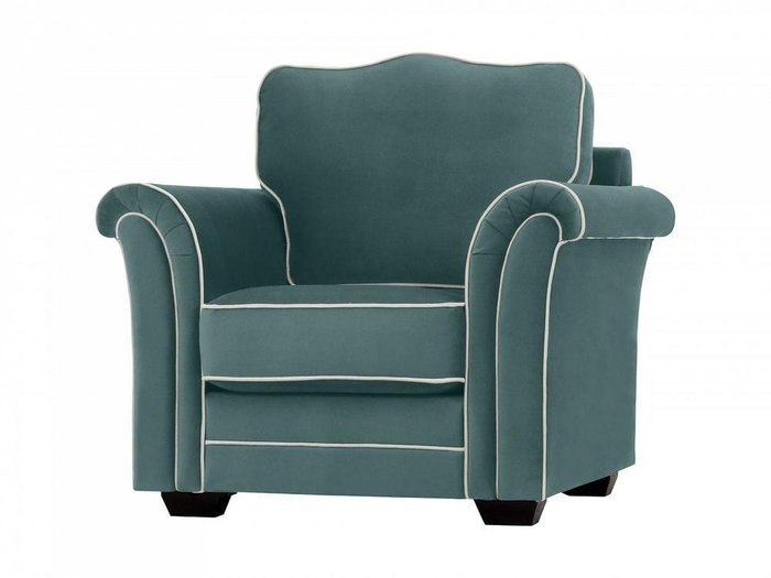 Кресло Sydney сине-зеленого цвета с белым кантом  - купить Интерьерные кресла по цене 51390.0