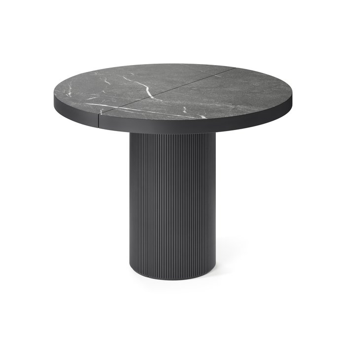 Обеденный стол раздвижной Бунда с черной столешницей с рисунком под мрамор