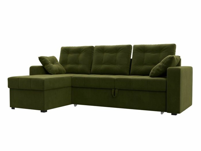 Угловой диван-кровать Камелот зеленого цвета левый угол