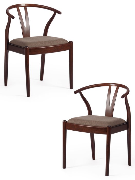 Набор из двух стульев Wishbone коричневого цвета