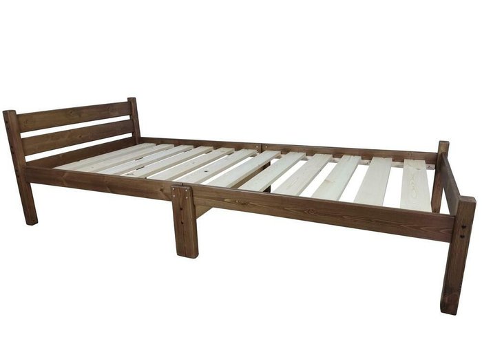 Кровать односпальная Классика Компакт сосновая 70х200 цвета темный дуб - купить Одноярусные кроватки по цене 8151.0