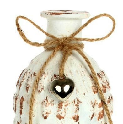 Стеклянная ваза с рельефной поверхностью белого цвета - купить Вазы  по цене 816.0