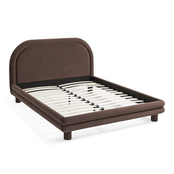 Кровать из велюра с кроватным основанием Mendosa 160х200 темно-серого цвета - лучшие Кровати для спальни в INMYROOM