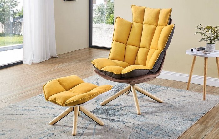 Кресло Husk желтого цвета - купить Интерьерные кресла по цене 59998.0