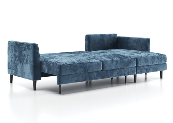 Угловой диван-кровать Грейс с оттоманкой синего цвета - лучшие Угловые диваны в INMYROOM