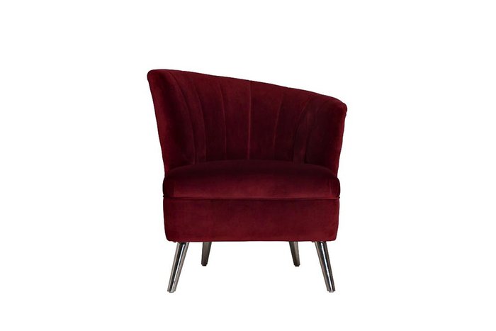 Кресло в обивке из велюра бордового цвета