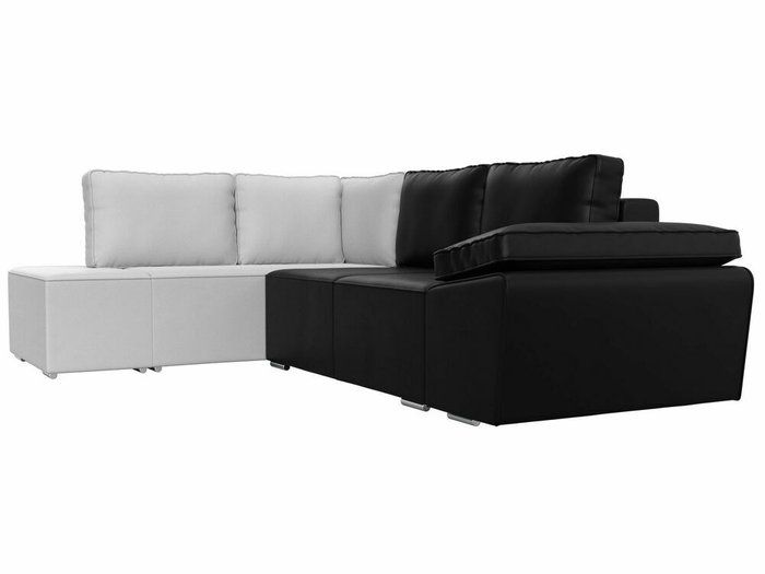 Угловой диван-кровать Хьюго черно-белого цвета (экокожа) левый угол - лучшие Угловые диваны в INMYROOM
