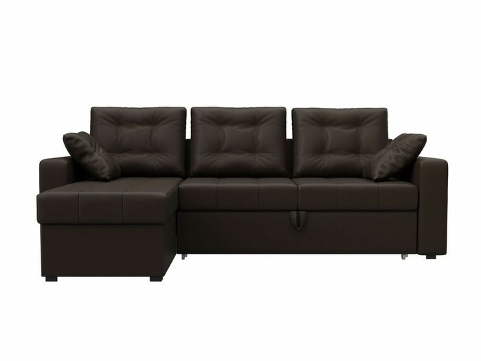 Угловой диван-кровать Камелот коричневого цвета (экокожа) левый угол - купить Угловые диваны по цене 45999.0