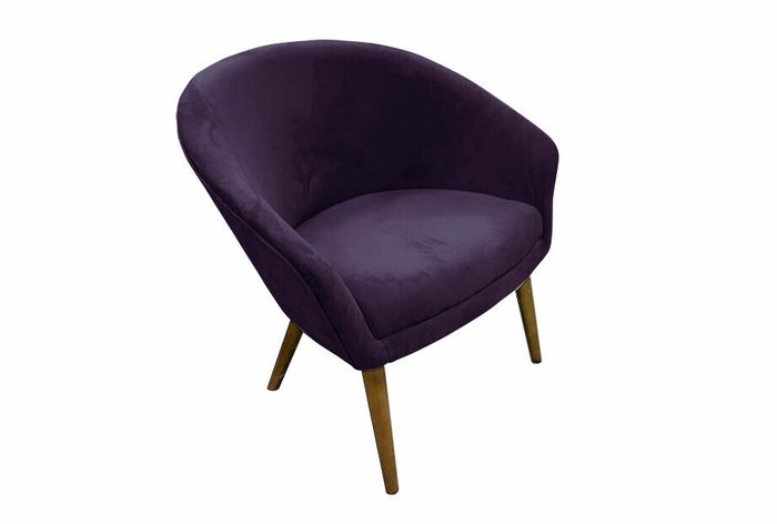 Кресло Тиана фиолетового цвета с коричневыми ножками