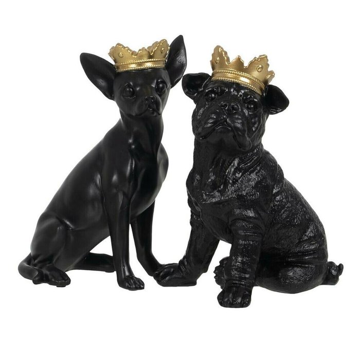 Декоративная фигура Чёрный Позолоченный Пёс 17 x 11,7 x 25,5 cm - купить Фигуры и статуэтки по цене 5167.0