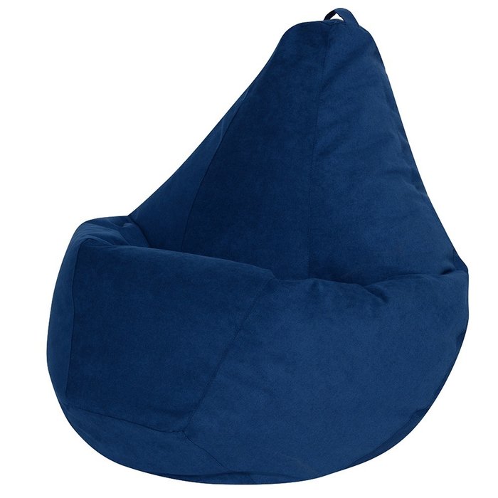 Кресло-мешок Груша 2XL в обивке из велюра темно-синего цвета