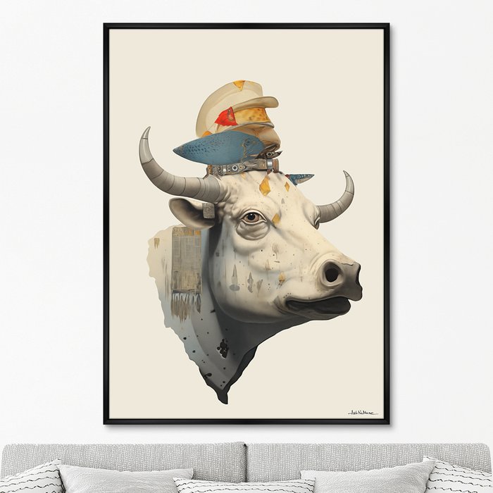Репродукция картины Cow dreams, No 1, 2024г. - купить Картины по цене 24999.0