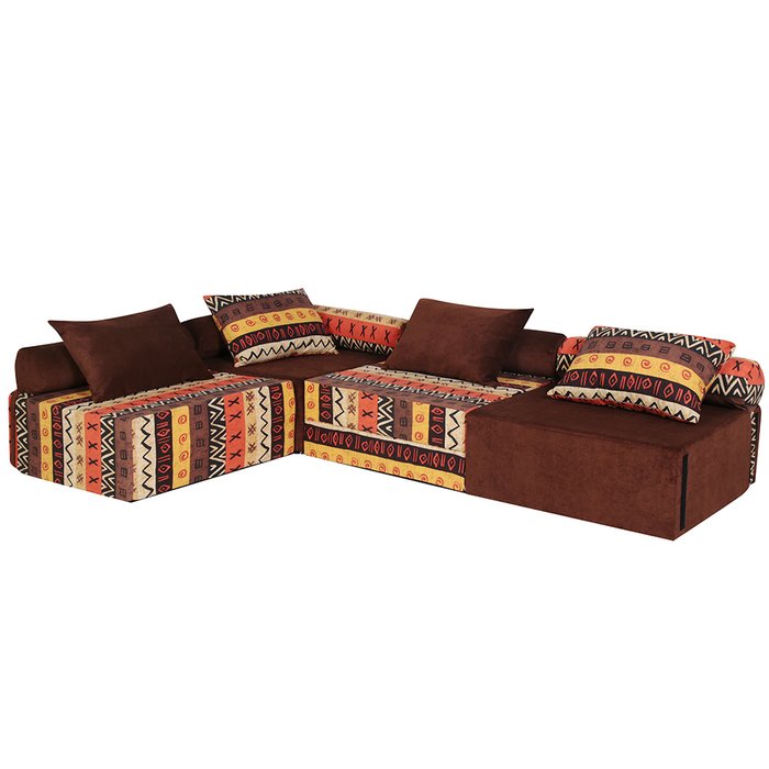 Диван угловой модульный Африка коричневого цвета - лучшие Бескаркасная мебель в INMYROOM