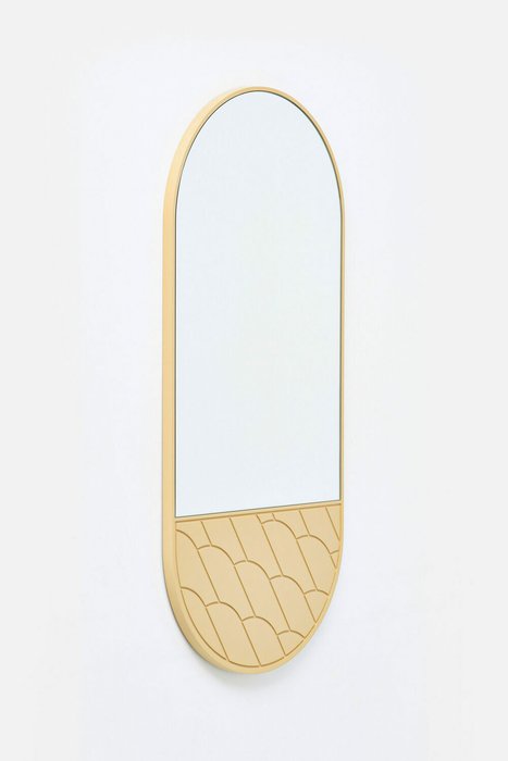 Овальное настенное зеркало с орнаментом Leaf бежевого цвета - купить Настенные зеркала по цене 15000.0
