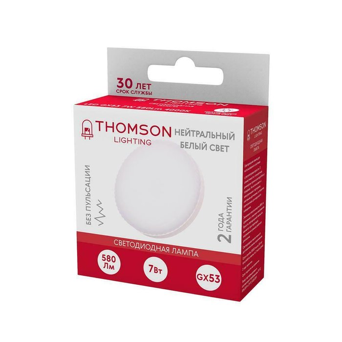 Лампа светодиодная Thomson GX53 7W 4000K таблетка матовая TH-B4004 - лучшие Лампочки в INMYROOM