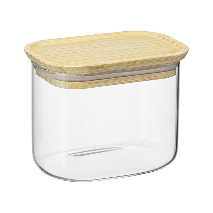 Банка для хранения прямоугольная Glass Bamboo 600 мл