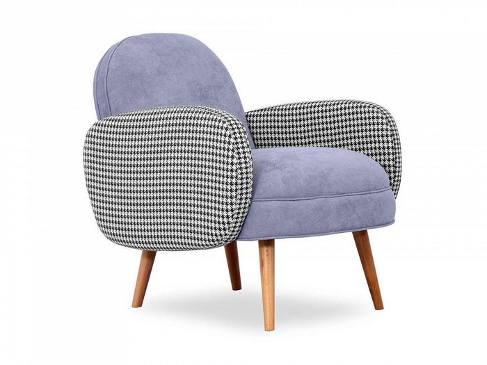 Кресло Bordo синего цвета с коричневыми ножками - лучшие Интерьерные кресла в INMYROOM