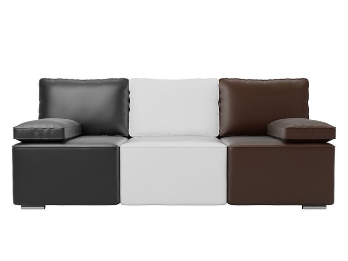 Прямой диван-кровать Радуга черно-бело-коричневого цвета (экокожа) - купить Прямые диваны по цене 30990.0