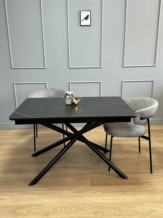 Раздвижной обеденный стол DK1200 черного цвета - лучшие Обеденные столы в INMYROOM