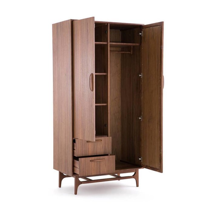 Шкаф из орехового дерева Larsen коричневого цвета - лучшие Платяные шкафы в INMYROOM