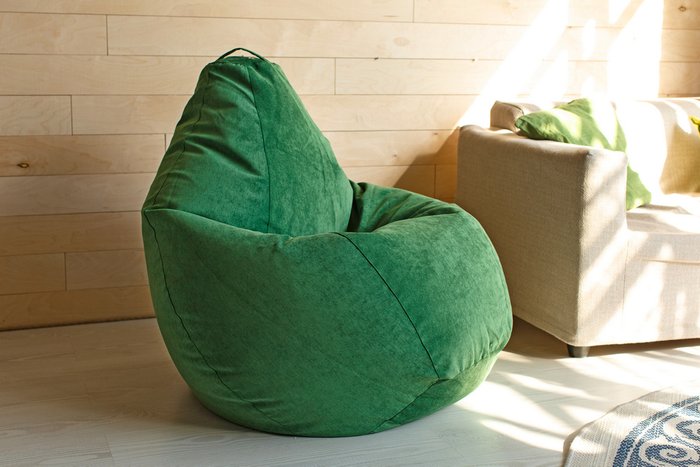 Кресло-мешок Груша L зеленого цвета  - купить Бескаркасная мебель по цене 3590.0