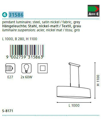 Подвесной светильник Eglo Pasteri   - купить Подвесные люстры по цене 14290.0