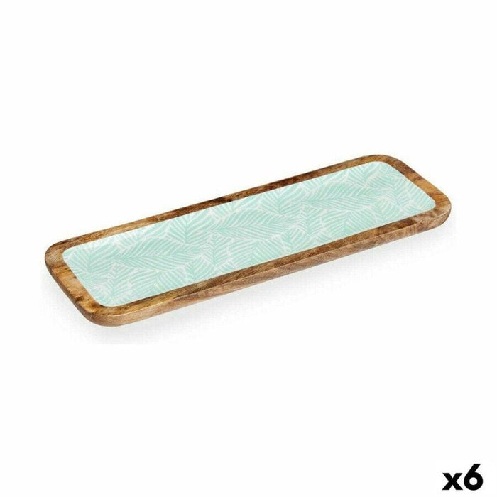 Блюдо Белый Коричневый Зеленый Лист растения 45 x 15  (6 штук)