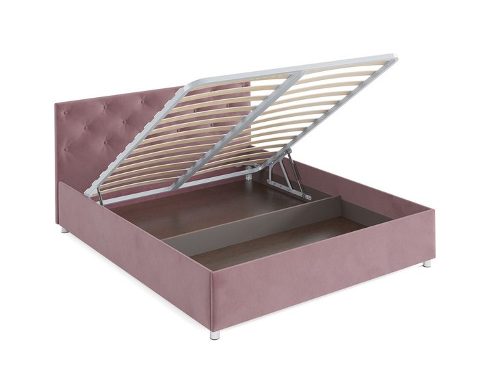 Кровать Классик 160х190 пудрового цвета с подъемным механизмом (велюр) - лучшие Кровати для спальни в INMYROOM