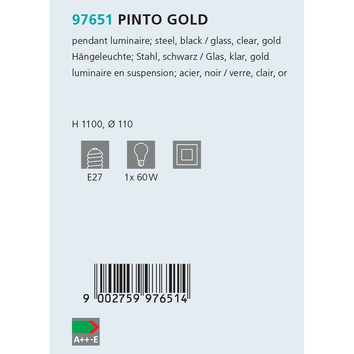 Люстра Eglo Pinto Gold 97651 - лучшие Подвесные светильники в INMYROOM